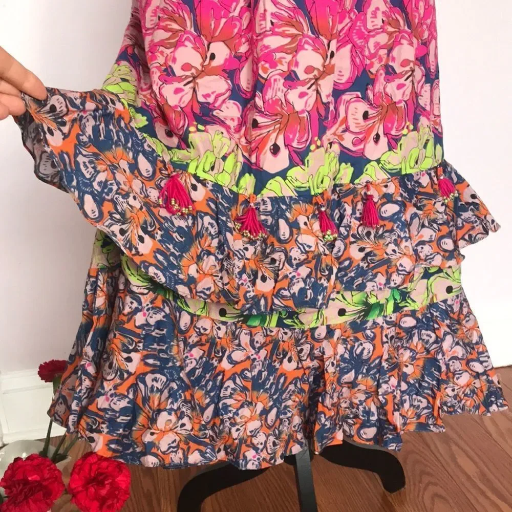 Anthropologie Roopa Pemmaraju Villa Tiered Midi Skirt. Size S